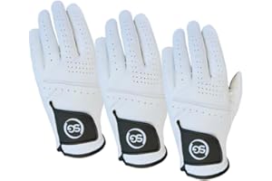 SPORTS GEAR LTD Pack of 3 Cabretta Leather Men Golf Gloves – High Grip, Soft Feel Grip & Comfortable for All Weather Conditions - Left & Right Handed Golfer - for beginners & Professionals Hawk