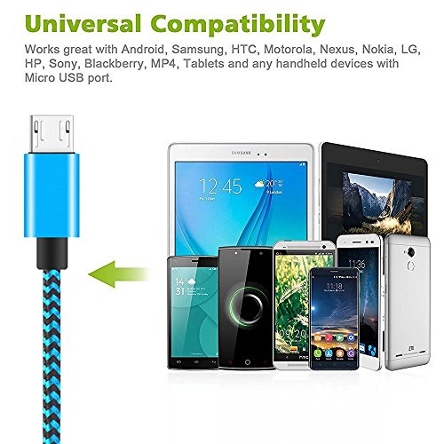 Micro USB Kabel Rephoenix 3 colors / 6.5ft Nylon USB Ladekabel für Android Smartphones, Samsung, HTC, Sony, Nokia, Nexus, Kindle und Weitere Geräten(Blau,Orange,Grün) - 4