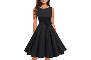 Gardenwed Damen 1950er Vintage Cocktailkleid Rockabilly Retro Schwingen Kleid Faltenrock