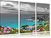 Produktbild Panorama über die Küste Italiens an der Toskana B&W Detail 3-Teiler Leinwandbild 120x80 Bild auf Leinwand, XXL riesige Bilder fertig gerahmt mit Keilrahmen, Kunstdruck auf Wandbild mit Rahmen, gänstiger als Gemälde oder Ölbild, kein Poster oder Plakat