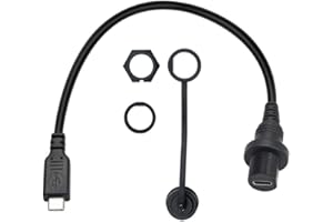 Duttek Cable USB Tipo C de Montaje Empotrado para el salpicadero, Montaje Empotrado, Cable de Montaje en Panel, para Coche, Barco, Motocicleta (Redondo, Tipo C, 30 cm)