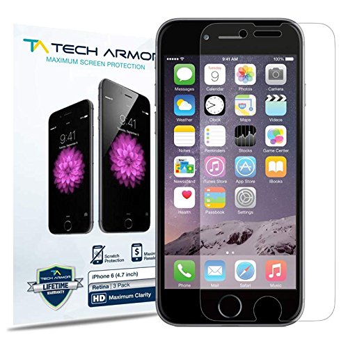 Tech Armor per Apple iPhone 6s/iPhone 6 (4.7 inch Only) - Pellicola Protettiva con HD Taglienti - 99,99% Taglienti e precisione Touchscreen - Garanzia a Vita - 3 Stuck