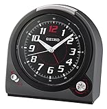 Seiko Wecker, Kunststoff, schwarz, 13.5 x 13 x 7.7