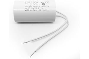 LORTECH CONDENSATEUR AVEC FILS 5µF - Ø30x55mm - Fond plat- Fabriqué en Italie