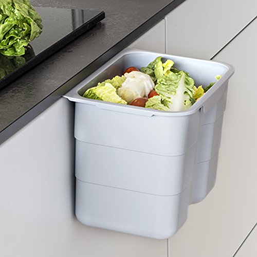 SO-TECH® BIKI Bio-Müll Abfallbehälter 4,2 L grau mit Deckel Abfallsammler zum Einhängen Mülleimer Tischmülleimer - 5