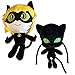 Produktbild SET von 2 Plüsch Paar ADRIEN Chat Noir und Kwami PLAGG 24cm von Cartoon MIRACULOUS LADYBUG