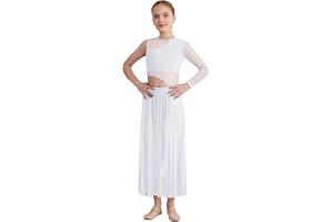 Eandarui modern dansoutfit barn flickor lyrisk klänning en axel balettklänning mesh lapptäcke dansklänning utskuren maxiklänn