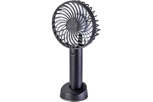 EUROtops Mobiler Mini-Ventilator – Wiederaufladbarer Hand- / Tischventilator, 3 Kühlstufen, Schwarz, Mit USB-Kabel, Bis zu 2 Stunden Leistung für Camping/Garten/Unterwegs