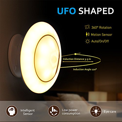 Bovon Motion Sensor Night Light, Portable 360° Rotating Sensor Step Light LED Dimmable Rechargeable PIR Security… - Image 4
