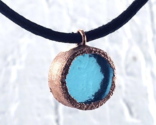 Recycled Bombay Sapphire Bottle Choker Necklace - Blue Glass and Copper Gin Charm