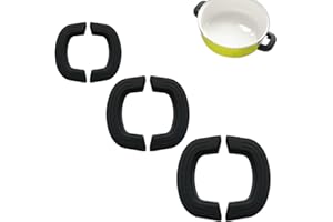 Belvanr Support de Poignée Chaude en Silicone 6 Pièces Support de Poignée en Silicone Poignée D'assistance en Silicone Poignée Pot Isolée Thermiquement Support Poignée de Marmite (Noir)