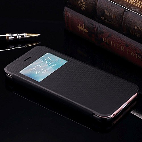 iPhone 5   5S   SE H  lle 4 0 Zoll  LCHULLE Elegant und Luxus Fensteransicht PU-Leder Flip Handy Tasche  Ultra Schlank und Leichtgewichtig PC Zur  ck 