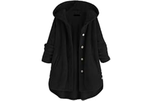 OKSakady Femmes Automne Et Hiver À Manches Longues Solide Duvet Double Face Ouvert Avant À Capuche Veste Manteaux En Peluche Outwear avec Poche