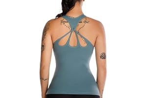 Leoyee Débardeur Femme Yoga Gilet Sport Compression T-Shirt Extensible sans Manches Dos Nu Top Sexy pour Sport Fitness Gym Running Veste