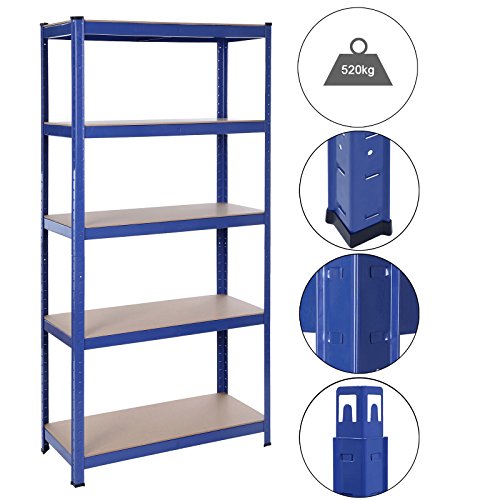 Songmics Lagerregal Steckregal Stecksystem aus Stahl Belastbarkeit max. 520 kg 160 x 80 x 40 cm GLR44Q - 4
