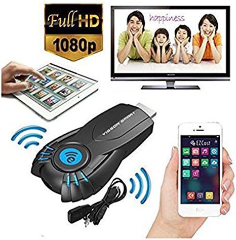 Ezcast Wifi HDMI Screen AirPlay Miracast DLNA TV Wireless Dongle for Samsung Galaxy S4 S5 iPhone 4S 5S 6 Plus iPod Touch iPad Android Smartphone Windows 7/8 Tablet PC (Black)