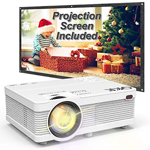 Projecteur AK-81 QKK Supporte 1080P FHD, Rétroprojecteur, Projecteur Vidéo de 3 800 Lumens, Compatible avec HDMI VGA USB SD AV, Projecteur de Cinéma Maison, Blanc.