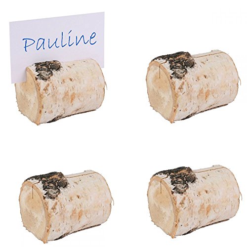 4-tlg. Set Kartenhalter - Tischkartenhalter aus Birkenholz Fotohalter Gastgeschenk Hochzeit Fotohalter