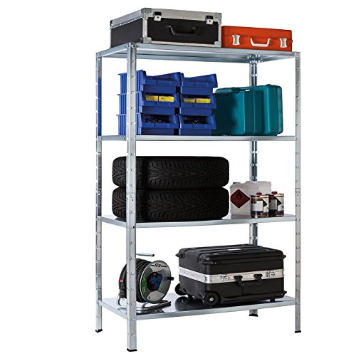 Regal Steckregal verzinkt Metall 200x100x50cm Regalsystem Steckregalsystem 4 Metall-Böden Traglast 280kg einfache Montage durch Stecksystem kein Verschrauben Schulte - 3