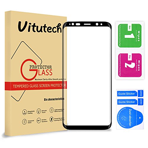 Samsung Galaxy S8 Plus Schutzfolie, Vitutech 3D Full Coverage Galaxy S8 Plus Glass Panzerglas Gehärteter Displayschutzfolie Anti-Kratz Displayschutzfolie Schutzfolie Screen Protector Für Samsung Galaxy S8 Plus- Schwarz - 7