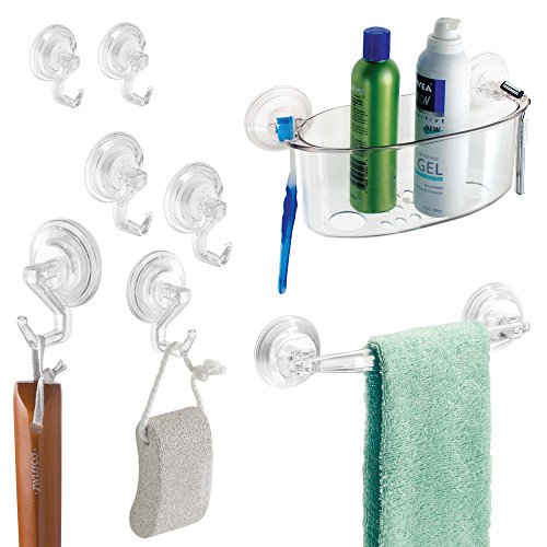 InterDesign Power Lock Badezimmer-/Dusch-Caddy Korb mit Saugnapf für Shampoo, Conditioner, Seife – Groß, Durchsichtig - 6