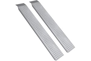 ‎YRHOME YRHome 2X Auffahrrampe 400 kg Verzinkter Stahl Verladeschiene Verladerampen rutschfest Laderampe Anhängerrampe für Motorrad Anhänger Wohnwagen Rasenmäher Rasentraktor 135cm, Silber