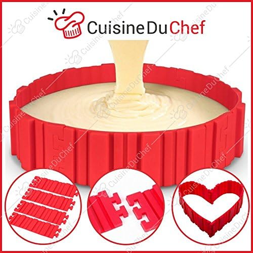 ✮ CuisineDuChef ✮ Silicone mold for cakes & pastries| Multi-shapes: heart, round, square etc. | Original Cooking Mold | Best for birthday cake & decoration | DIY 4 pieces to be assembled