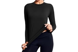 PINSPARK Damen Sportshirt Fleece Basic Langarmshirt Yoga Top Weich Atmungsaktiv Laufshirt Warm Thermo Oberteil Funktionsshirt Thermounterwäsche für Winter