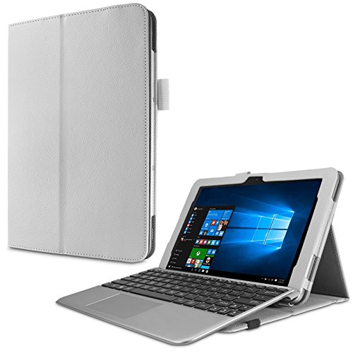 Asus Transformer Mini T102HA Hülle Case -Infiland Slim Fit Folio PU-lederne dünne Kunstleder Schutzhülle Cover Tasche für Asus Transformer Mini T102HA Tablet-PC (mit Auto Schlaf / Wach Funktion, Tablet und Tastatur sind nicht entgehaltet) (Weiß)