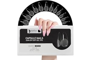 Beautilux 552 Pièces Capsule Americaine Ongle, 12 Tailles Amande Medium Capsules Ongles, Transparente Soak Off Faux Ongles Pour Manucures à Domicile Et Salons De Manucure