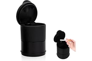 MIKIULY Posacenere Auto, Portacenere Auto, Auto Sigaretta Posacenere Posacenere Portatile Sigaretta, Posacenere auto con Coperchio, Posacenere Universale Auto, per Casa, Ufficio e Viaggi, 1PC(Nero)