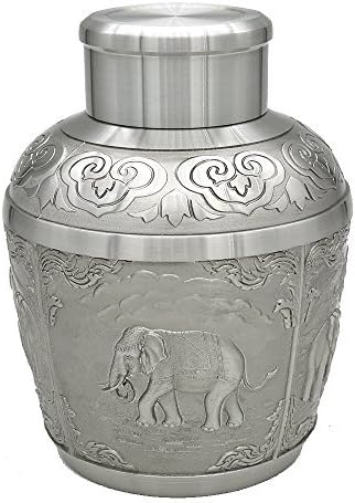 Oriental Pewter - Pewter Tea Storage, Caddy -TPCL5- Hand Carved Beautiful Embossed Pure Tin 97% Lead-Free Pewter Handmade in Thailand
