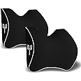 Grin Health memory foam Orthopedic Car Neck Rest Pillows Large Headrest Cushion, Ultrasoft Car Pillow Neckrest Support Ergonomic Neck Pillow for Car, Office (L Curve) Black, Pack of 2