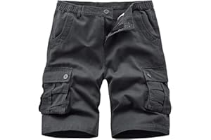 iCKER Mens Multi-Pocket Cotton Shorts Camo Cargo Shorts Loose Fit Camouflage Short