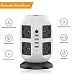 Produktbild LESHP Steckdosenleiste 8-fach 4 USB Ports Überspannungsschutz Steckdosenturm EU Plug 2500W 110-250V (schwarz + weiß)