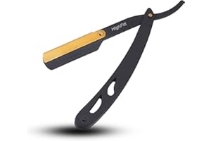 HIGHFITT AZN Cut Throat Razors Straight Edge Razor for Beard and Moustache Barber Cutthroat Razors Shavette Barber Tool Barber Accessories for Professional and Home Use Stainless Steel (Black) (Black)