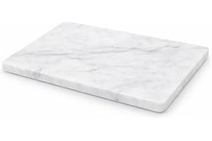 KC KULLICRAFT 8×12 Inches White Marble Cheese & Charcuterie Serving Board – Natural Marble Cutting Board & Pastry Slab with Non‑Slip Feet – Premium Stone Kitchen Tray Gift.