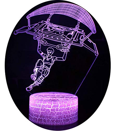 3D Illusion Nuit Lumière Win-Y LED Bureau Table Lampe 7 Couleur Tactile Lampe Maison Chambre Bureau Décor pour Enfants D'anniversaire De Noël Cadeau (Parachuting 2)