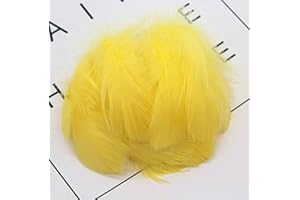 DUORIES Kolorowe pióra, 100 sztuk, naturalne pióra, do samodzielnego wykonania, do tworzenia ozdób DIY, kolczyków, na wesele, łapacz snów, do kostiumów, kapeluszy, dekoracji domu, na Halloween, kolor żółty