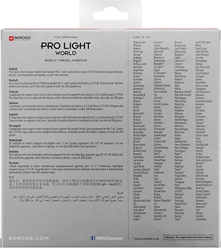 SKROSS PRO Light – World: 3-Pol-Reiseadapter mit patentiertem Länderschiebersystem für Reisen von und in über 200 Länder (USA, UK, Australien, China, …) - 11