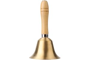 ‎ALOMEJOR Kupferglocke mit Holzgriff, 15cm Polierte Handglocke für Spiele/Unterricht/Haushalt, Lauter Klang durch Rauhe Innenfläche (Gold, 135g)