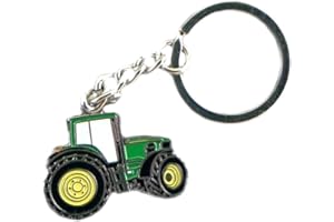 RENFRED Metal Enamel Keyring Green Farm Tractor Digger by Mainly Metal