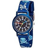 JOBO Kinder Armbanduhr Pirat blau Quarz Aluminium Kinderuhr Jungenuhr