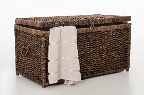VIVANNO Elegante Truhe Wäschetruhe aus Wasserhyazinthe „Lea“, Braun,84cm - 3