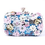 bolso fiesta rojo → Características: Decorado con flores multicolores en 3D (como flores de lentejuelas con brillo, flores de cristal, flores con cuentas). Todos ellos son costuras resistentes en el elegante bolso de embrague.