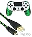 Produktbild PAXO Silikonschutzhülle / Sleeve + USB-Kabel 3m, Grün-Schwarz, für PS4 Controller