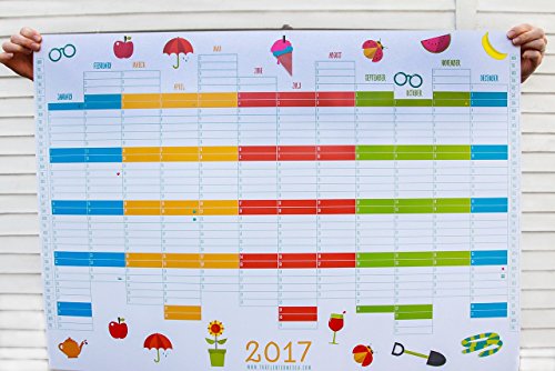 Download Unique & Bright Large A1 2017 Wall Planner / Calendar