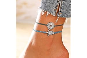Bohend Boho Tobillera Pulsera Negro Tortuga Moneda Ajustable Multicapa Tobillos Pulseras Playa Cadenas de pies Accesorios de joyería Para Mujeres Y Chicas