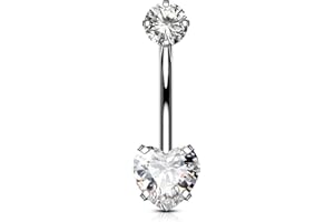 OUFER Body Piercing Piercing per ombelico interno in titanio massiccio, 12 mm, extra lungo, 14 g, piercing per ombelico