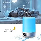 Keynice kabellosen Bluetooth Lautsprecher, Nachttisch-Lampe ,mehrfarbigem und dimmbaren,Schlummerfunktion und Wecker mit LED Zeitanzeige, Touch-Sensor, Freisprechfunktion, Gerät mit TF Kartenfunktion (weiß) - 5